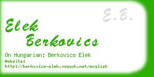 elek berkovics business card